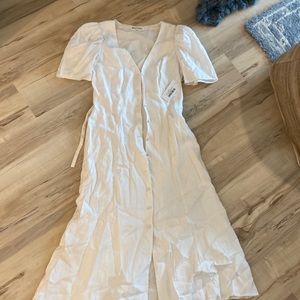 BRAND NEW WITH TAGS - MIDI LINEN WHITE DRESS - Reformation